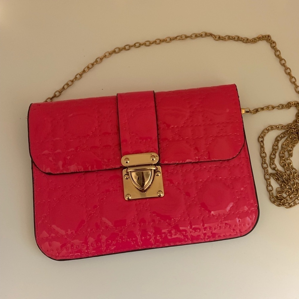 Cross Body Hot Pink Patent Leather Purse